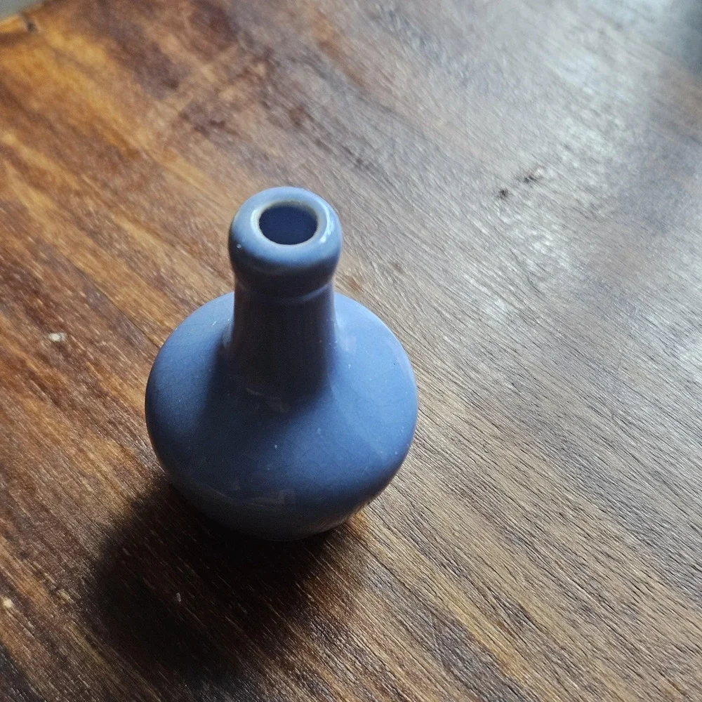 Tiny Blue Bud Vase Made in England